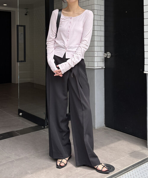 CAPRICIEUX LE'MAGE(カプリシューレマージュ)の「コンパクトカーディガン(Tシャツ/カットソー・レディース・ピンク/ブラック/ライトベージュ・FREE)」の6枚目の写真