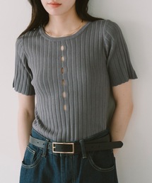 DRWCYS（ドロシーズ）の「ハーフスリーブアイレットリブトップス（ニット/セーター）」