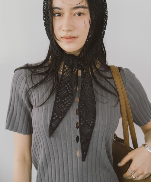 DRWCYS(ドロシーズ)の「ハーフスリーブアイレットリブトップス(ニット/セーター・レディース・ホワイト/ブラック/グレー/グリーン・FREE)」の20枚目の写真