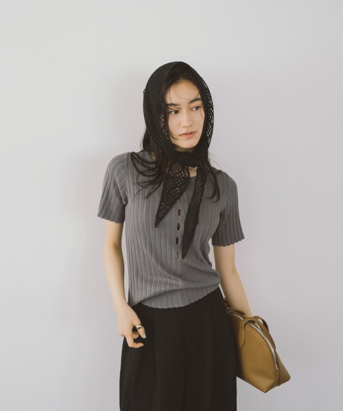 DRWCYS(ドロシーズ)の「ハーフスリーブアイレットリブトップス(ニット/セーター・レディース・ホワイト/ブラック/グレー/グリーン・FREE)」の21枚目の写真