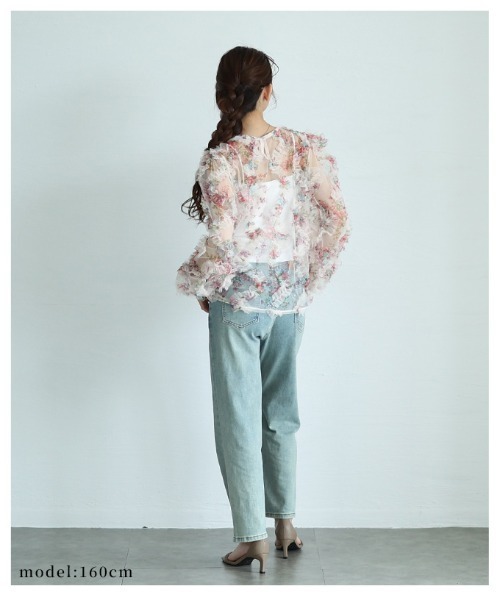Sawa a la mode(サワアラモード)の「花柄シアーフリルプルオーバー(シャツ/ブラウス・レディース・ブラック/ピンク・FREE)」の18枚目の写真