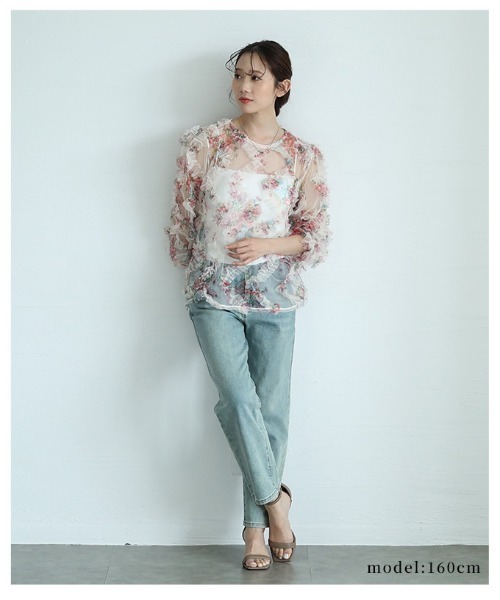 Sawa a la mode(サワアラモード)の「花柄シアーフリルプルオーバー(シャツ/ブラウス・レディース・ブラック/ピンク・FREE)」の20枚目の写真