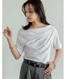 [2025 SUMMER COLLECTION][涼感]2WAYリブカットソードレープTシャツ