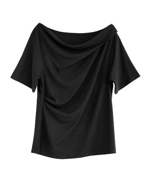 Re:EDIT（リエディ）の「[2025 SUMMER COLLECTION][涼感]2WAYリブカットソードレープTシャツ（Tシャツ/カットソー・レディース・ブラウン/ホワイト/イエロー/ブラック・MEDIUM/LARGE）」の14枚目の写真