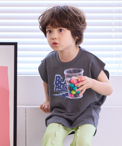 LSP WOW（エルエスピーワオ）の「【LSP WOW!】前後プリントノースリーブTee（Tシャツ/カットソー・キッズ・ブラック系その他/ピンク系その他/ホワイト系その他/ベージュ系その他/ブルー系その他/チャコール/ネイビー/グリーン系その他・80/90/100/110/120/130）」の4枚目の写真