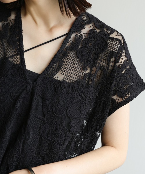 select MOCA Et（セレクトモカエト）の「【Et】Lace Vest One-piece（ワンピース・レディース・ブラック/ベージュ・FREE）」の9枚目の写真