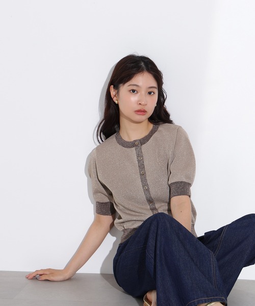 N.（N. Natural Beauty Basic）（エヌエヌナチュラルビューティーベーシック）の「バイカラーラメカーディガン（カーディガン/ボレロ・レディース・ピンク系その他/ベージュ系その他/ブルー系その他・MEDIUM）」の8枚目の写真