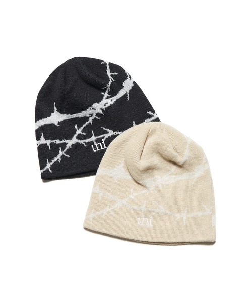 uniform experiment（ユニフォームエクスペリメント）の「ENTANGLED BEANIE（ニットキャップ/ビーニー・メンズ・ブラック/ベージュ・FREE）」の5枚目の写真