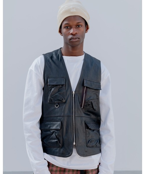 uniform experiment（ユニフォームエクスペリメント）の「ENTANGLED BEANIE（ニットキャップ/ビーニー・メンズ・ブラック/ベージュ・FREE）」の4枚目の写真