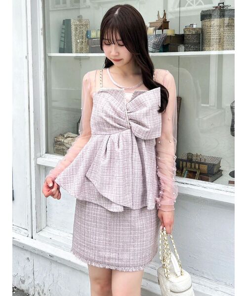 モチーフチュールシアートップス（Tシャツ/カットソー）｜dazzlin