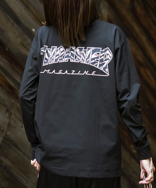 THRASHER(スラッシャー)の「ZEBRA LOGO UTILITY L/S T-SHIRTS 長袖Tシャツ ユーティリティー ラッシュガード/ワンポイントブランドロゴ水着(Tシャツ/カットソー・メンズ・ホワイト×ブラック/ブラック×ホワイト・MEDIUM/LARGE)」の2枚目の写真
