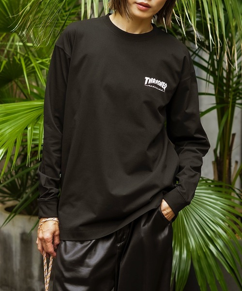 THRASHER(スラッシャー)の「ZEBRA LOGO UTILITY L/S T-SHIRTS 長袖Tシャツ ユーティリティー ラッシュガード/ワンポイントブランドロゴ水着(Tシャツ/カットソー・メンズ・ホワイト×ブラック/ブラック×ホワイト・MEDIUM/LARGE)」の7枚目の写真