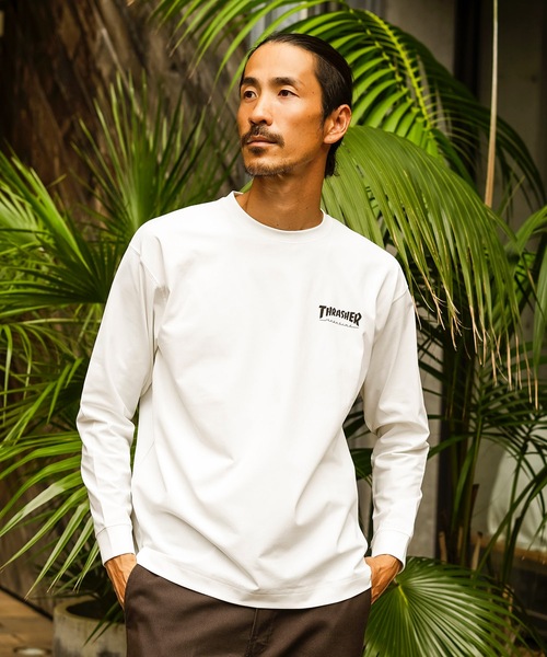 THRASHER(スラッシャー)の「ZEBRA LOGO UTILITY L/S T-SHIRTS 長袖Tシャツ ユーティリティー ラッシュガード/ワンポイントブランドロゴ水着(Tシャツ/カットソー・メンズ・ホワイト×ブラック/ブラック×ホワイト・MEDIUM/LARGE)」の11枚目の写真