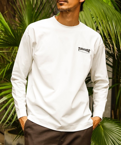 THRASHER(スラッシャー)の「ZEBRA LOGO UTILITY L/S T-SHIRTS 長袖Tシャツ ユーティリティー ラッシュガード/ワンポイントブランドロゴ水着(Tシャツ/カットソー・メンズ・ホワイト×ブラック/ブラック×ホワイト・MEDIUM/LARGE)」の13枚目の写真