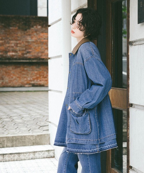 niko and...（ニコアンド）の「【NKJ 2025AW】FATIGUE JACKET（デニムジャケット・レディース・インディゴブルー/チャコール・FREE）」の18枚目の写真