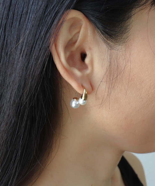 Three Four Time(スリーフォータイム)の「パールフック×パールキャッチステンレスピアス(ピアス(両耳用)・レディース・シルバー/ゴールド・FREE)」の12枚目の写真