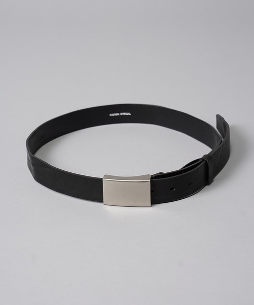 MAISON SPECIAL（メゾンスペシャル）の「《UNISEX》Italian Leather Plate Buckle Belt/イタリアンレザープレートバックルベルト【MAISON SPECIAL/メゾンスペシャル】（ベルト・メンズ・ブラック・FREE）」の2枚目の写真