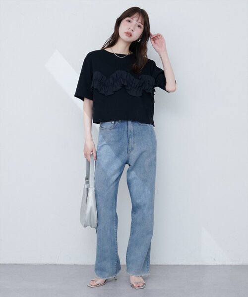 natural couture（ナチュラルクチュール）の「【WEB限定】ボリュームフリル半袖Tシャツ（Tシャツ/カットソー・レディース・ネイビー/ベージュ/オフホワイト/ブラック・FREE）」の13枚目の写真