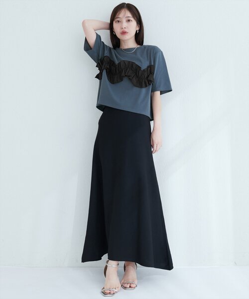 natural couture（ナチュラルクチュール）の「【WEB限定】ボリュームフリル半袖Tシャツ（Tシャツ/カットソー・レディース・ネイビー/ベージュ/オフホワイト/ブラック・FREE）」の18枚目の写真