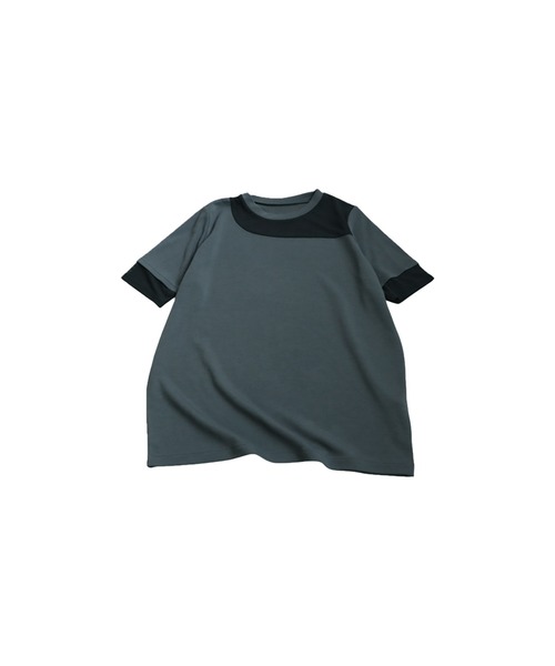 antiqua(アンティカ)の「シアー切替半袖トップス(Tシャツ/カットソー・レディース・ブラック/グレー系その他/ブラック系その他/ホワイト/ホワイト系その他・P/R)」の7枚目の写真