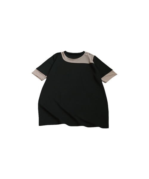 antiqua(アンティカ)の「シアー切替半袖トップス(Tシャツ/カットソー・レディース・ブラック/グレー系その他/ブラック系その他/ホワイト/ホワイト系その他・P/R)」の6枚目の写真