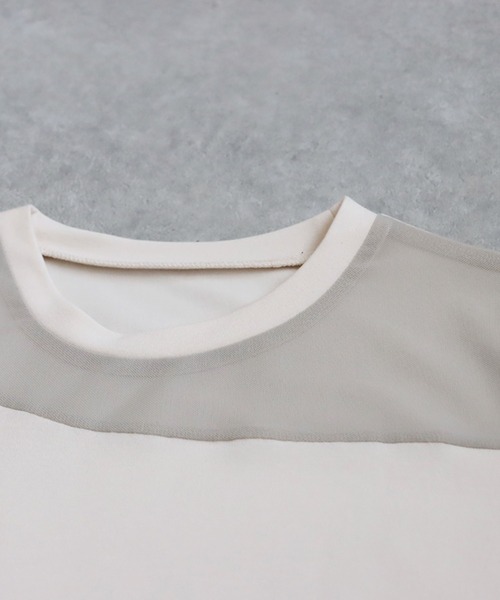 antiqua(アンティカ)の「シアー切替半袖トップス(Tシャツ/カットソー・レディース・ブラック/グレー系その他/ブラック系その他/ホワイト/ホワイト系その他・P/R)」の8枚目の写真