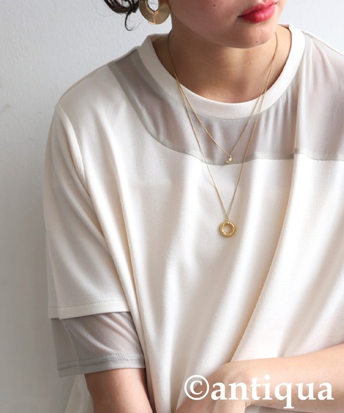antiqua(アンティカ)の「シアー切替半袖トップス(Tシャツ/カットソー・レディース・ブラック/グレー系その他/ブラック系その他/ホワイト/ホワイト系その他・P/R)」の17枚目の写真