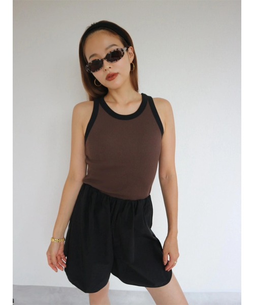 TRUNC(トランクエイティーエイト)の「American Sleeve Bicolor Tops(タンクトップ・レディース・アイボリー/ブラウン・FREE)」の5枚目の写真