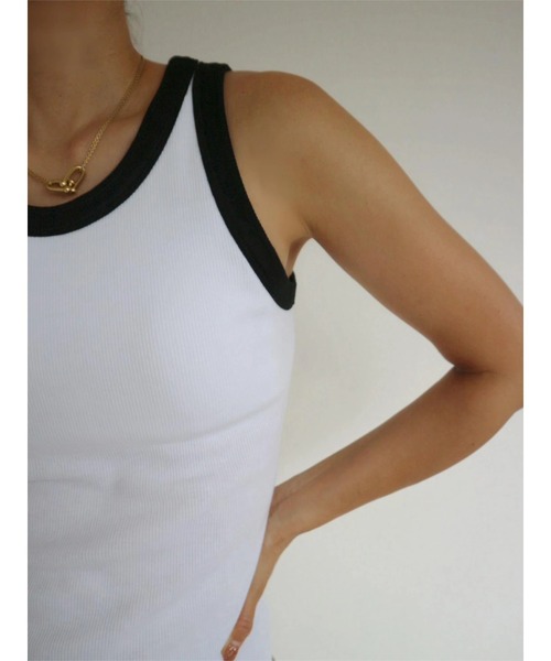 TRUNC(トランクエイティーエイト)の「American Sleeve Bicolor Tops(タンクトップ・レディース・アイボリー/ブラウン・FREE)」の7枚目の写真