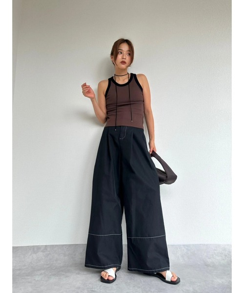 TRUNC(トランクエイティーエイト)の「American Sleeve Bicolor Tops(タンクトップ・レディース・アイボリー/ブラウン・FREE)」の16枚目の写真