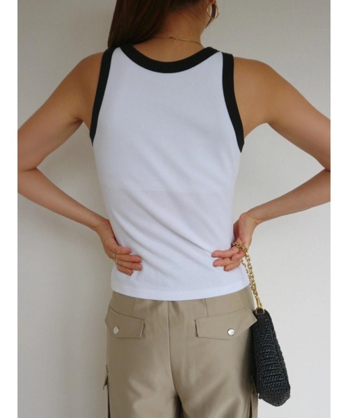 TRUNC(トランクエイティーエイト)の「American Sleeve Bicolor Tops(タンクトップ・レディース・アイボリー/ブラウン・FREE)」の17枚目の写真