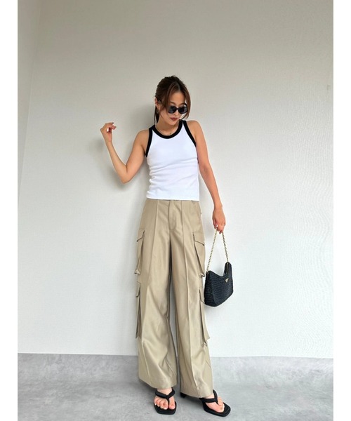 TRUNC(トランクエイティーエイト)の「American Sleeve Bicolor Tops(タンクトップ・レディース・アイボリー/ブラウン・FREE)」の18枚目の写真