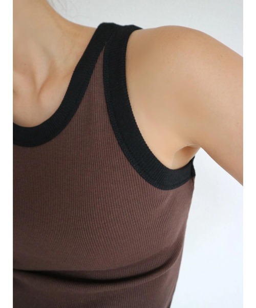 TRUNC(トランクエイティーエイト)の「American Sleeve Bicolor Tops(タンクトップ・レディース・アイボリー/ブラウン・FREE)」の19枚目の写真