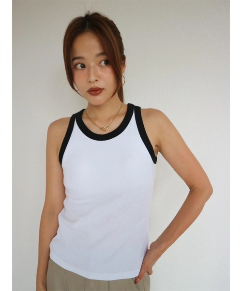 TRUNC(トランクエイティーエイト)の「American Sleeve Bicolor Tops(タンクトップ・レディース・アイボリー/ブラウン・FREE)」の21枚目の写真