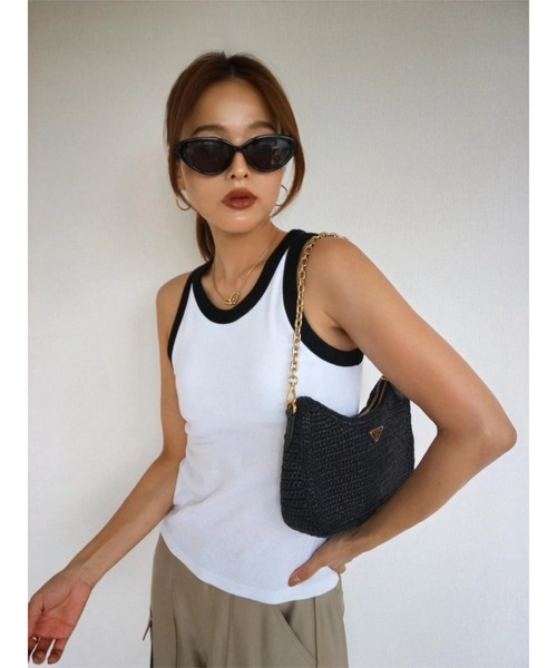 TRUNC(トランクエイティーエイト)の「American Sleeve Bicolor Tops(タンクトップ・レディース・アイボリー/ブラウン・FREE)」の11枚目の写真