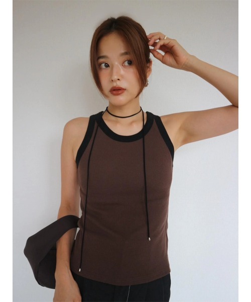TRUNC(トランクエイティーエイト)の「American Sleeve Bicolor Tops(タンクトップ・レディース・アイボリー/ブラウン・FREE)」の12枚目の写真