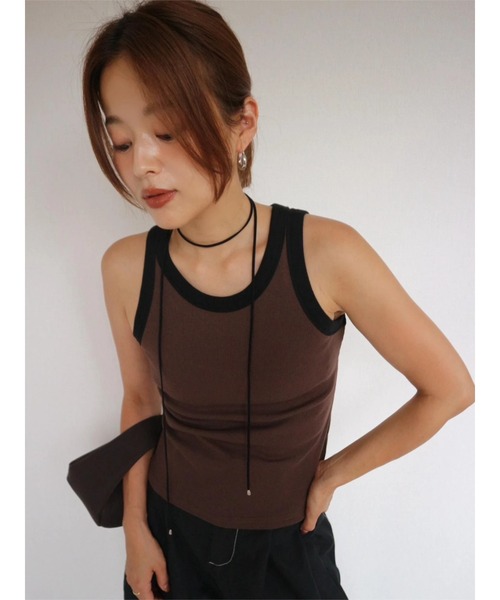 TRUNC(トランクエイティーエイト)の「American Sleeve Bicolor Tops(タンクトップ・レディース・アイボリー/ブラウン・FREE)」の14枚目の写真