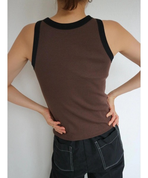 TRUNC(トランクエイティーエイト)の「American Sleeve Bicolor Tops(タンクトップ・レディース・アイボリー/ブラウン・FREE)」の8枚目の写真