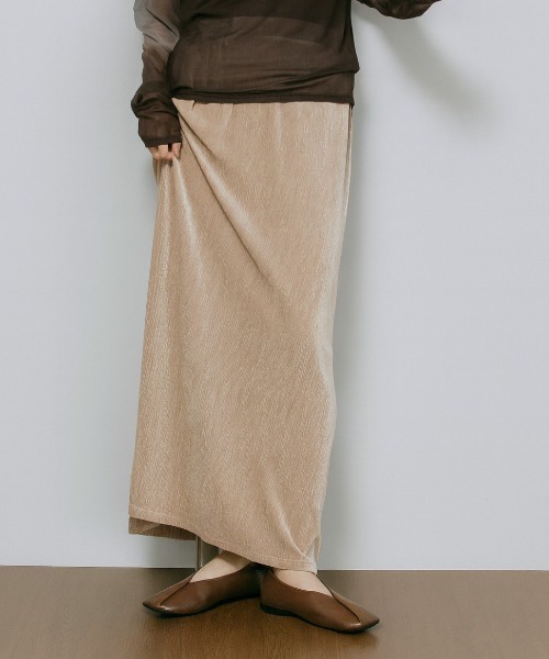 Shelly island(シェリーアイランド)の「ランダムベロアスカート(スカート・レディース・ブラック/ブラウン/ホワイト・FREE)」の1枚目の写真