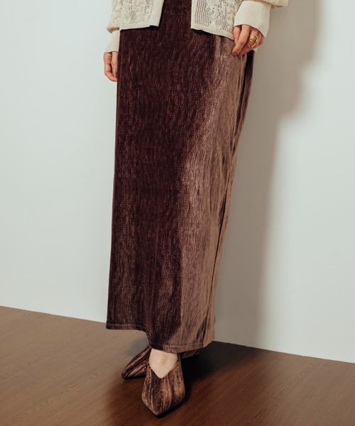 Shelly island(シェリーアイランド)の「ランダムベロアスカート(スカート・レディース・ブラック/ブラウン/ホワイト・FREE)」の10枚目の写真