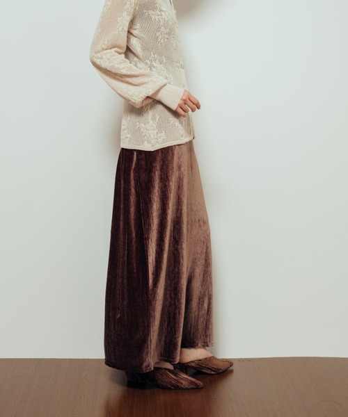 Shelly island(シェリーアイランド)の「ランダムベロアスカート(スカート・レディース・ブラック/ブラウン/ホワイト・FREE)」の11枚目の写真