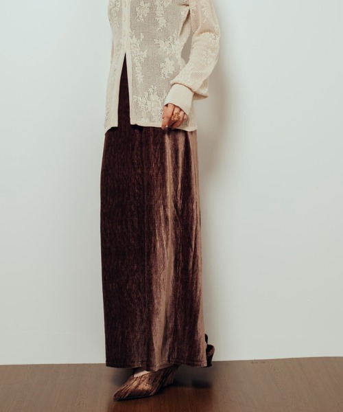 Shelly island(シェリーアイランド)の「ランダムベロアスカート(スカート・レディース・ブラック/ブラウン/ホワイト・FREE)」の12枚目の写真