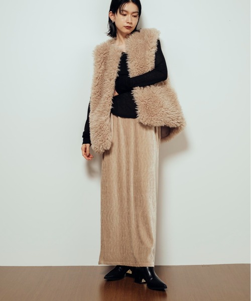 Shelly island(シェリーアイランド)の「ランダムベロアスカート(スカート・レディース・ブラック/ブラウン/ホワイト・FREE)」の9枚目の写真