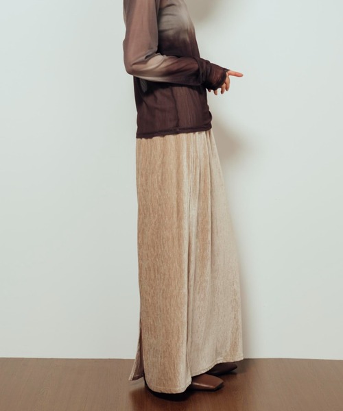 Shelly island(シェリーアイランド)の「ランダムベロアスカート(スカート・レディース・ブラック/ブラウン/ホワイト・FREE)」の4枚目の写真