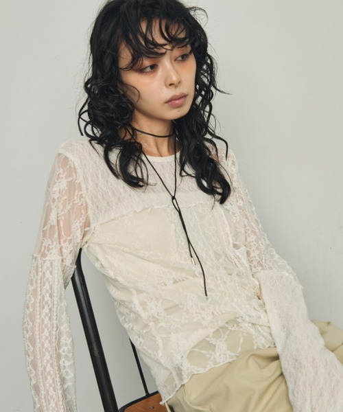 レースパッチワークプルオーバー（Tシャツ/カットソー）｜Trish