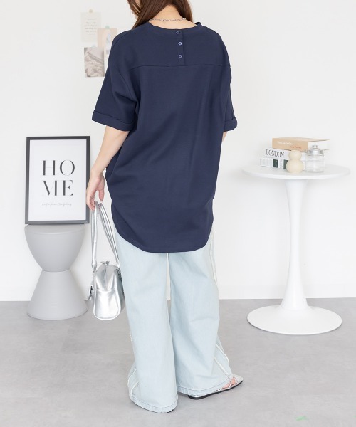 RCD(アールシーディー)の「コットンワッフルロールアップハーフスリーブカットソー(Tシャツ/カットソー・レディース・ブラック/パープル/ネイビー/チャコールグレー/杢グレー/ホワイト・LL~3L/M-L/4L~5L)」の15枚目の写真