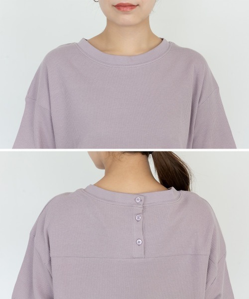 RCD(アールシーディー)の「コットンワッフルロールアップハーフスリーブカットソー(Tシャツ/カットソー・レディース・ブラック/パープル/ネイビー/チャコールグレー/杢グレー/ホワイト・LL~3L/M-L/4L~5L)」の21枚目の写真