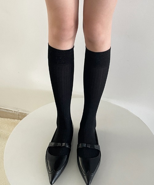 Teem Store（チームストア）の「リブラメクルーソックス（ソックス/靴下・レディース・ブラック/ブラック系その他・F）」の2枚目の写真