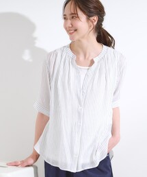 SHOO・LA・RUE | 【S-LL/2点セット】着るだけでコーデが決まる 麻調5分袖ブラウス+タンクトップ(シャツ/ブラウス)