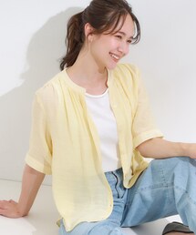SHOO・LA・RUE | 【S-LL/2点セット】着るだけでコーデが決まる 麻調5分袖ブラウス+タンクトップ(シャツ/ブラウス)